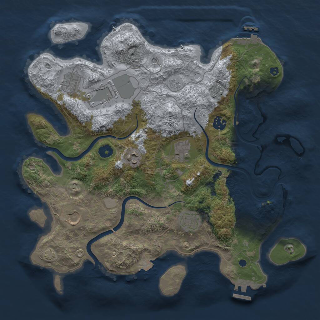 Rust Map: Procedural Map, Size: 3550, Seed: 906753, 14 Monuments