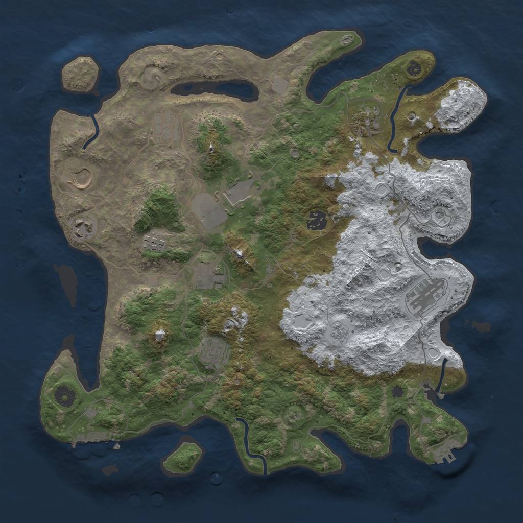 Rust Map: Procedural Map, Size: 3800, Seed: 1873, 19 Monuments