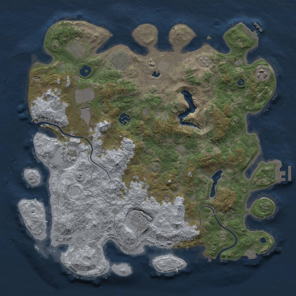 Rust Map: Procedural Map, Size: 4000, Seed: 521425, 14 Monuments