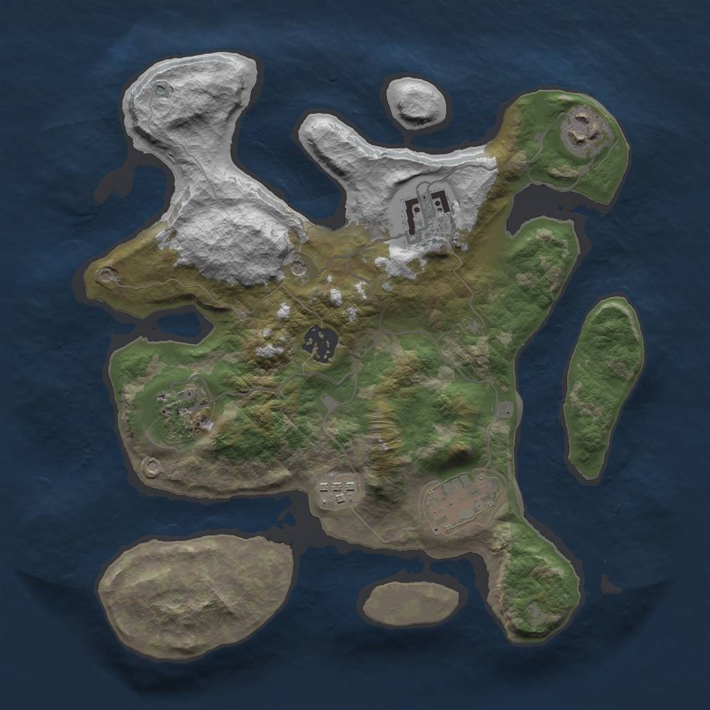 Rust Map: Barren, Size: 3000, Seed: 15, 9 Monuments