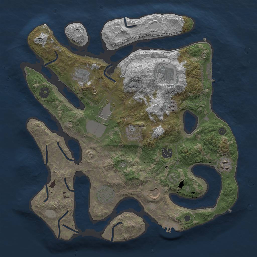 Rust Map: Procedural Map, Size: 3550, Seed: 843171, 17 Monuments