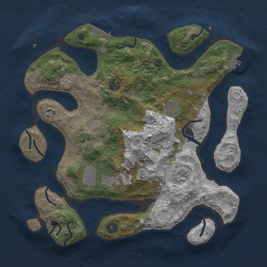 Rust Map: Procedural Map, Size: 3550, Seed: 27953, 14 Monuments