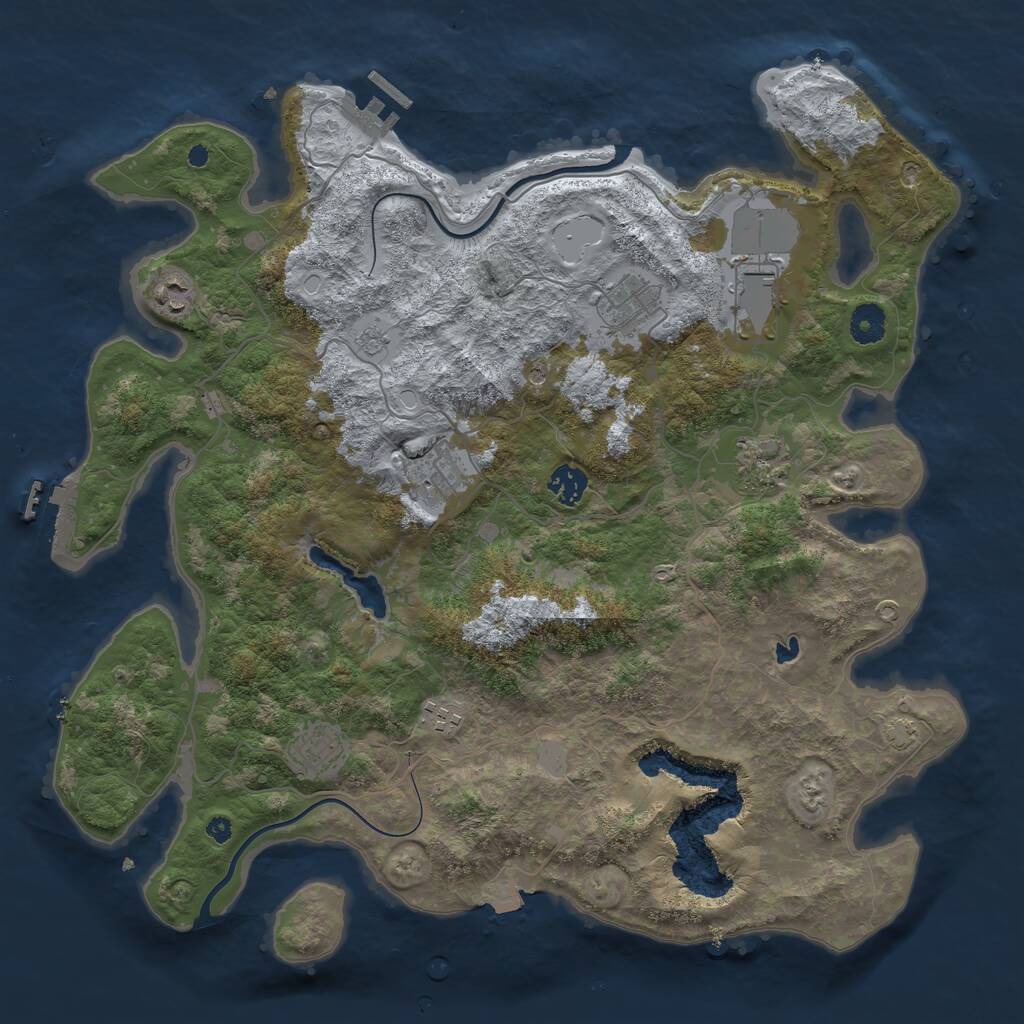 Rust Map: Procedural Map, Size: 4000, Seed: 11585, 14 Monuments