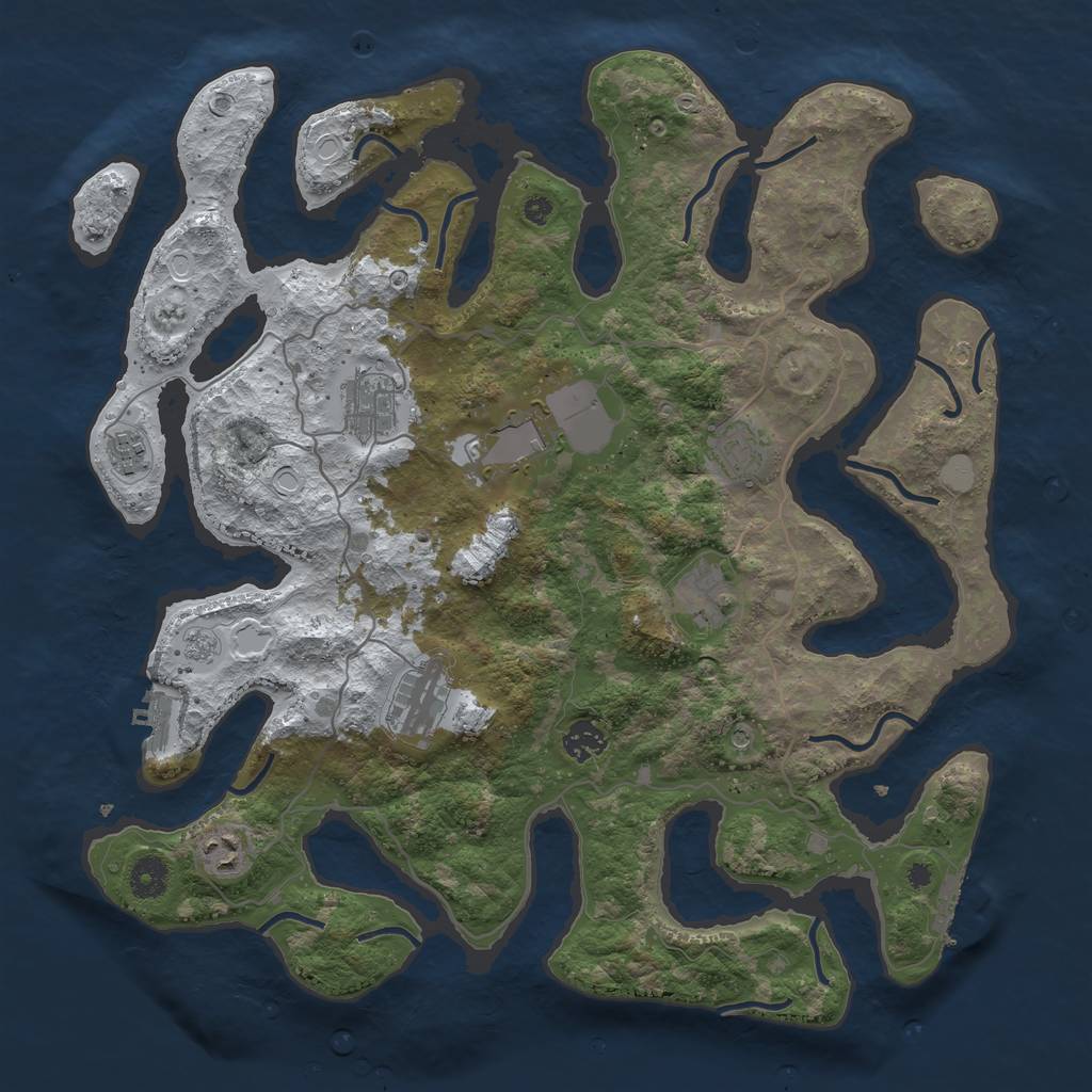 Rust Map: Procedural Map, Size: 4000, Seed: 704377583, 17 Monuments