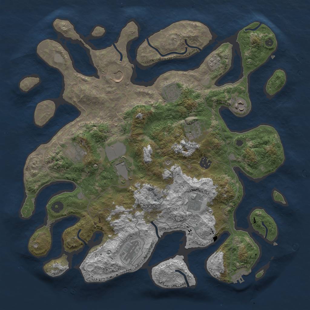 Rust Map: Procedural Map, Size: 4000, Seed: 7676, 17 Monuments