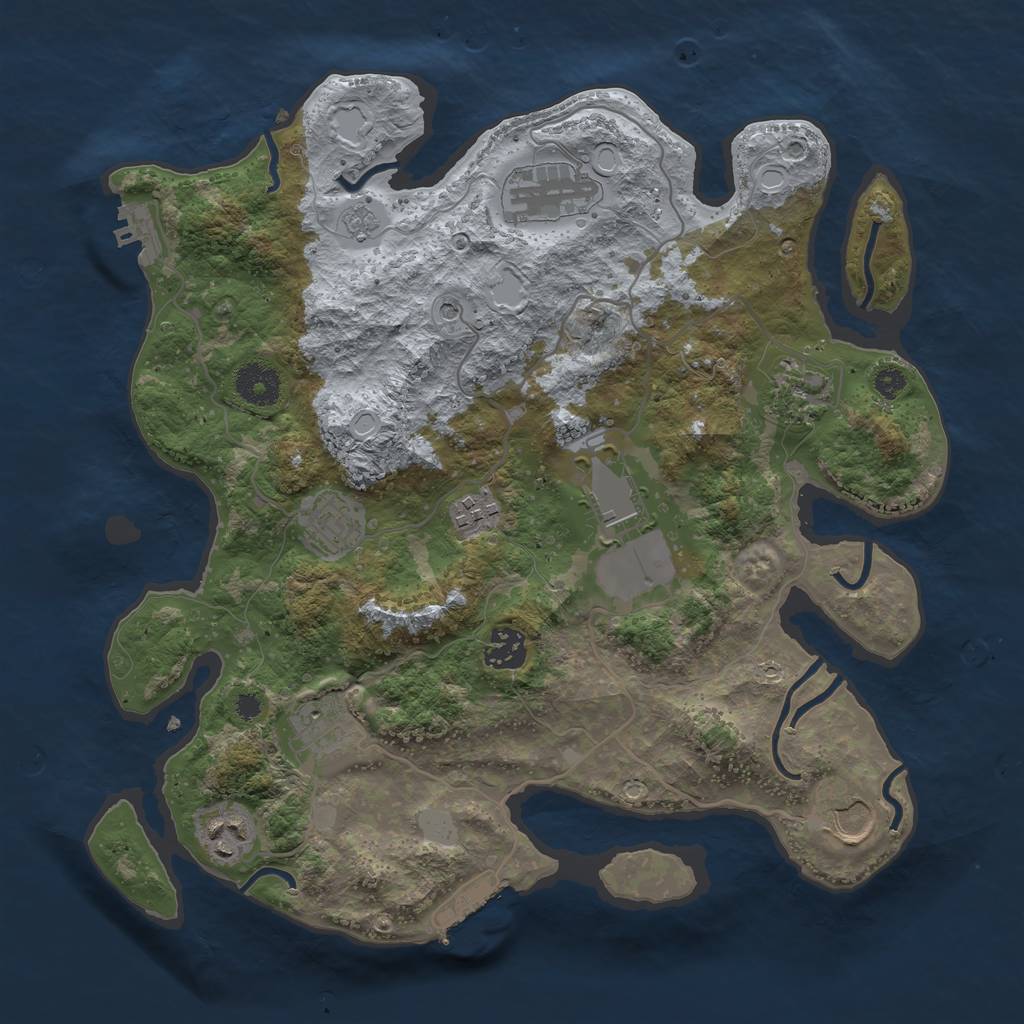 Rust Map: Procedural Map, Size: 3500, Seed: 5, 16 Monuments