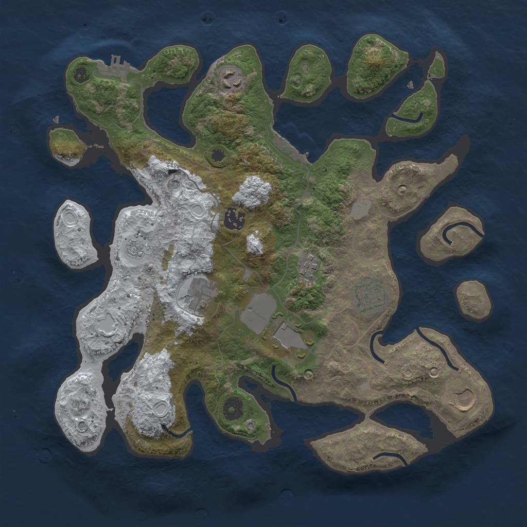 Rust Map: Procedural Map, Size: 3550, Seed: 131350, 16 Monuments
