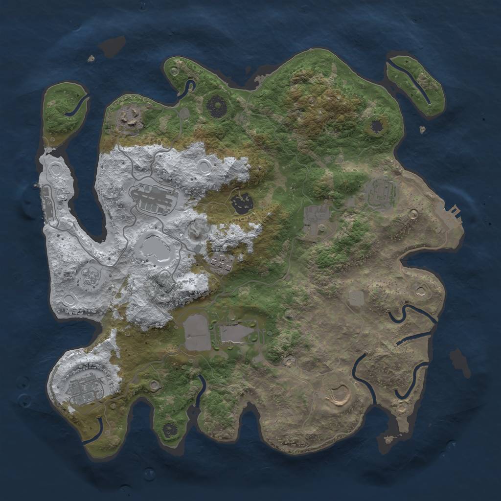 Rust Map: Procedural Map, Size: 3550, Seed: 942243, 18 Monuments