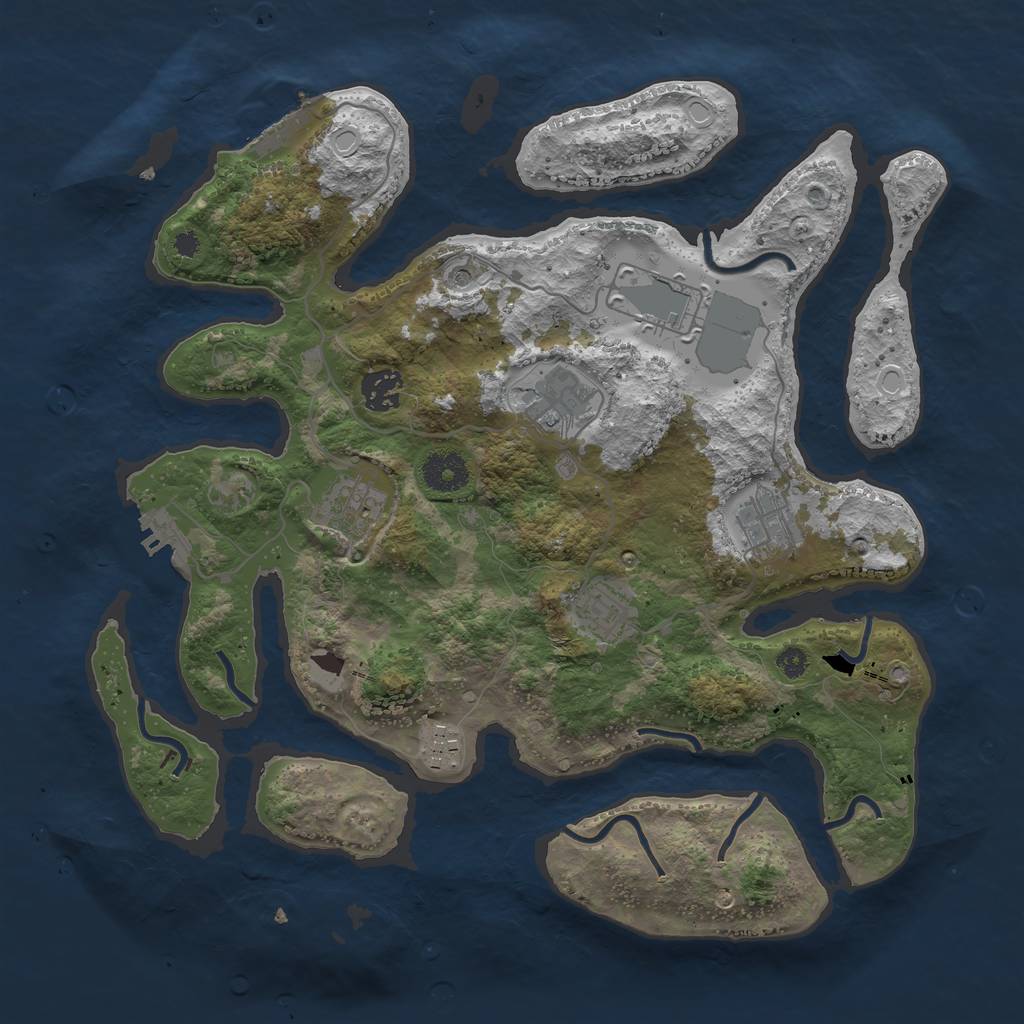 Rust Map: Procedural Map, Size: 3550, Seed: 578471, 15 Monuments