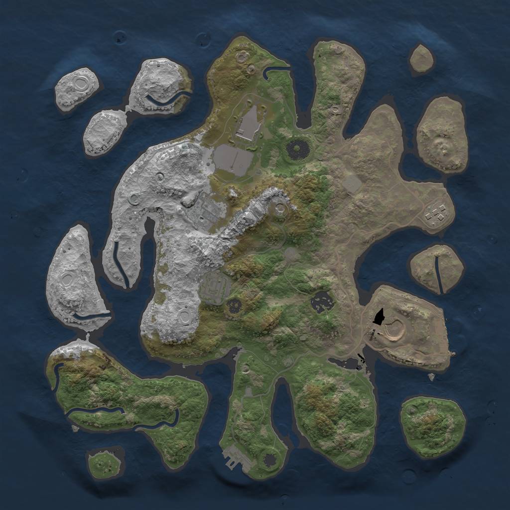 Rust Map: Procedural Map, Size: 3500, Seed: 14523, 14 Monuments