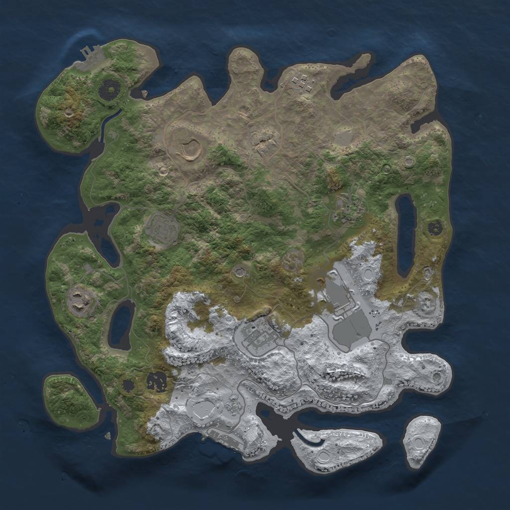 Rust Map: Procedural Map, Size: 3550, Seed: 896116, 17 Monuments