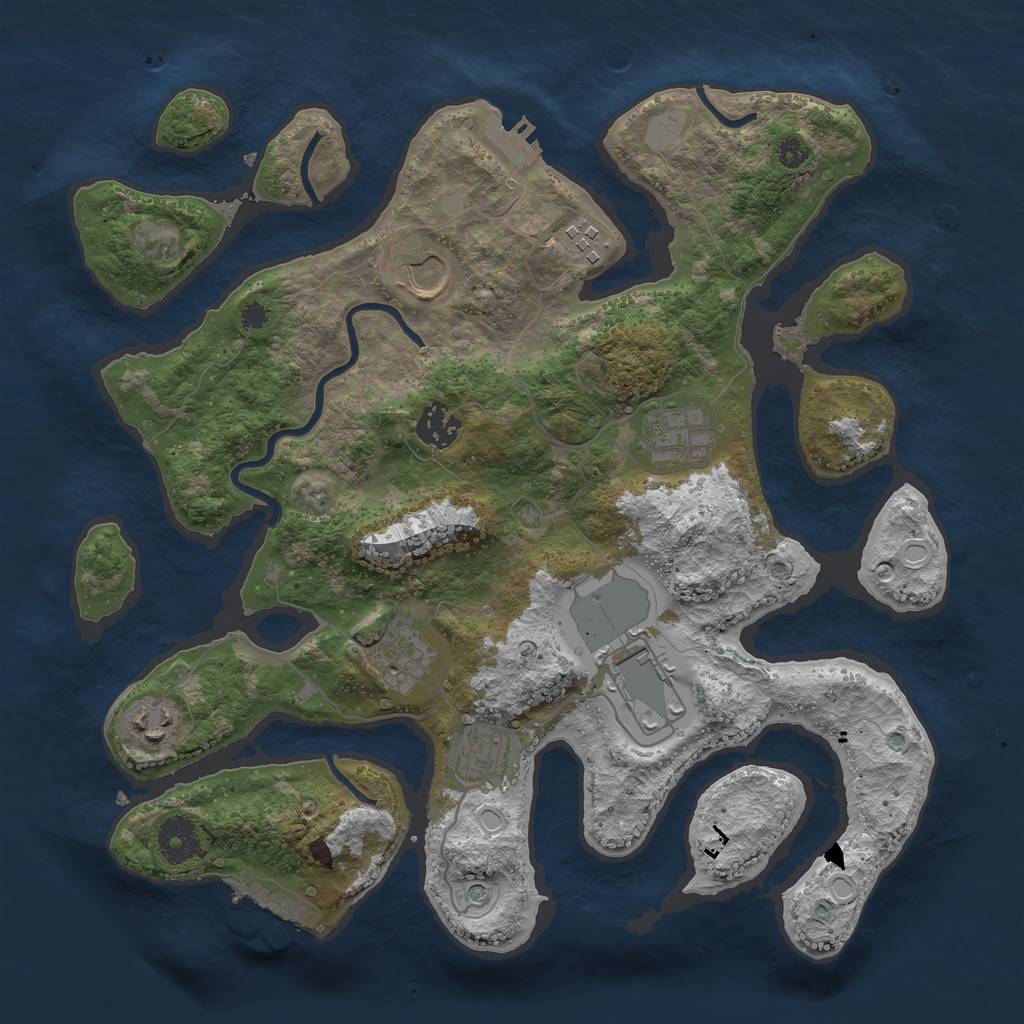 Rust Map: Procedural Map, Size: 3500, Seed: 87568, 16 Monuments
