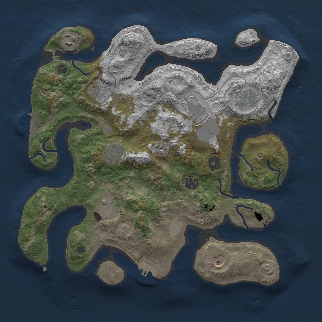 Rust Map: Procedural Map, Size: 3550, Seed: 585842, 17 Monuments