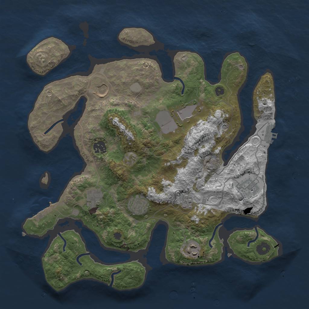 Rust Map: Procedural Map, Size: 3550, Seed: 395049, 16 Monuments