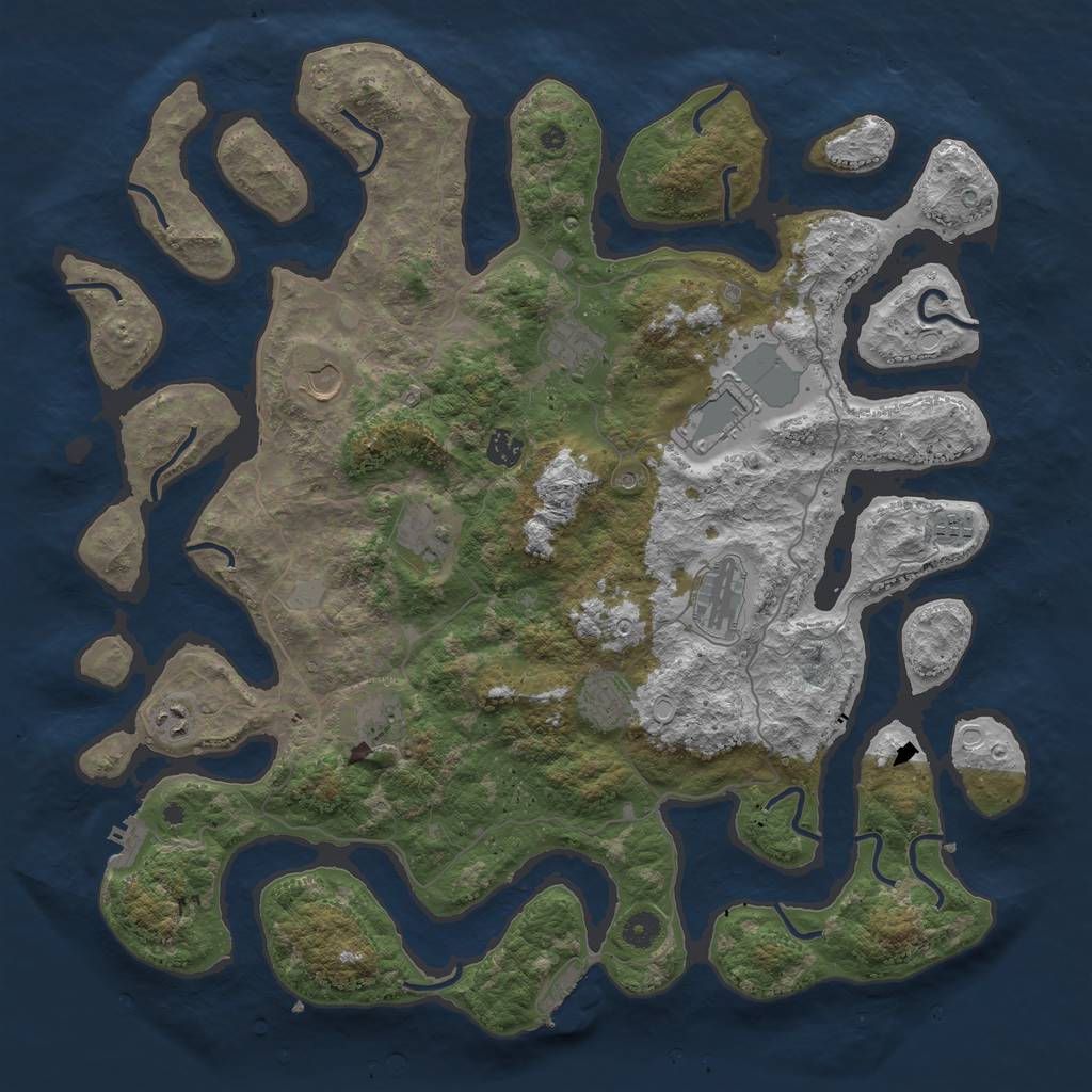 Rust Map: Procedural Map, Size: 4500, Seed: 1362488693, 18 Monuments