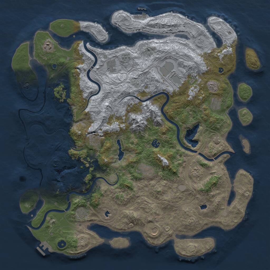 Rust Map: Procedural Map, Size: 5000, Seed: 5, 17 Monuments