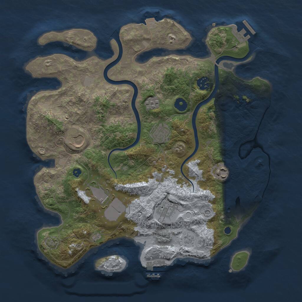 Rust Map: Procedural Map, Size: 3550, Seed: 788463, 13 Monuments