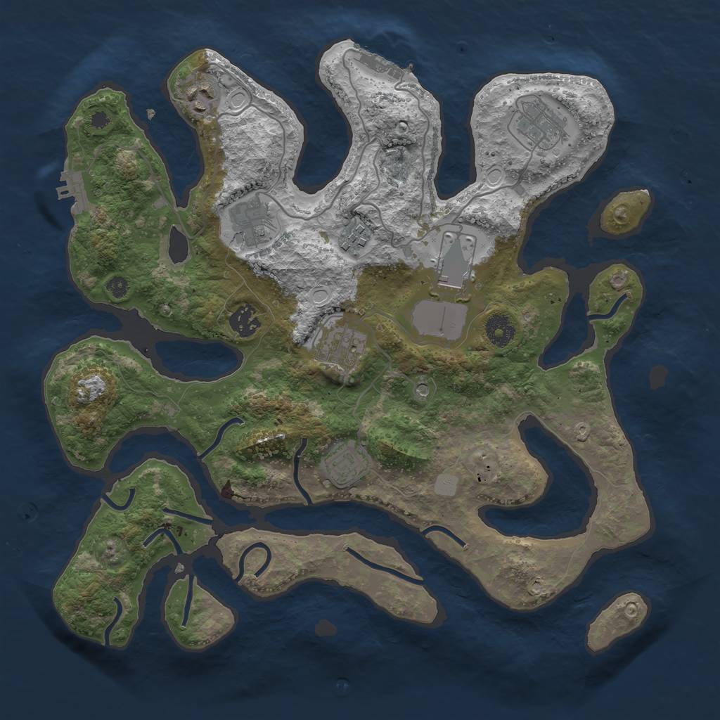 Rust Map: Procedural Map, Size: 3550, Seed: 519293, 16 Monuments