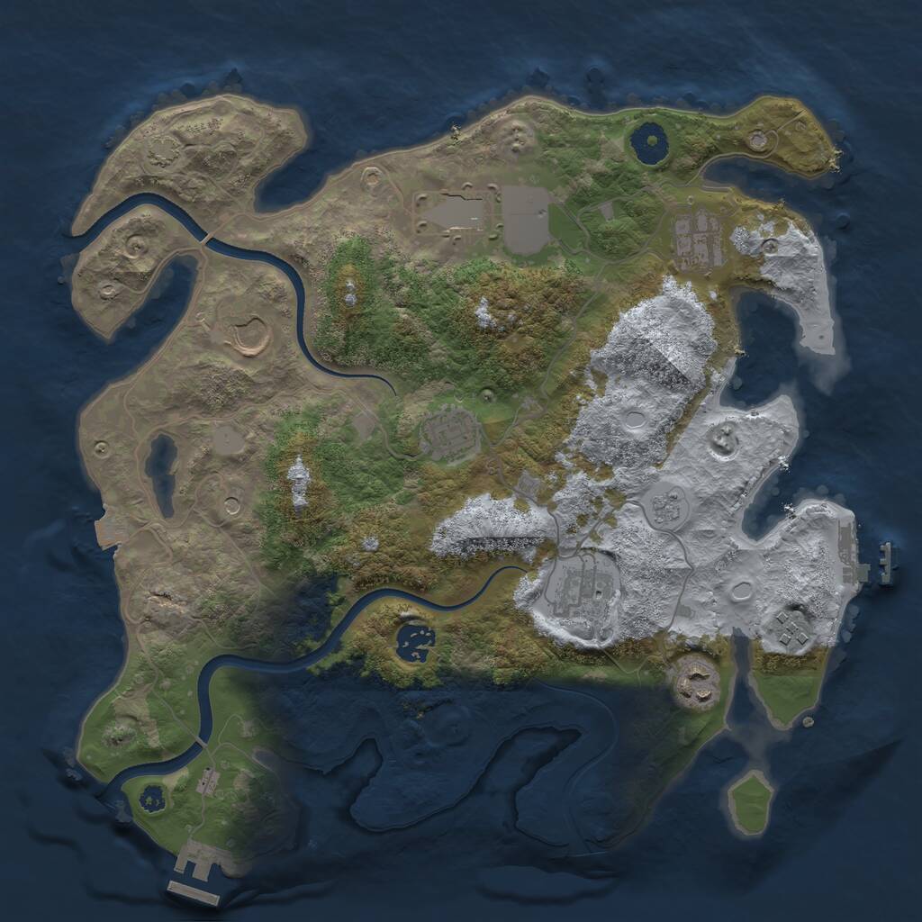 Rust Map: Procedural Map, Size: 3550, Seed: 286653, 14 Monuments