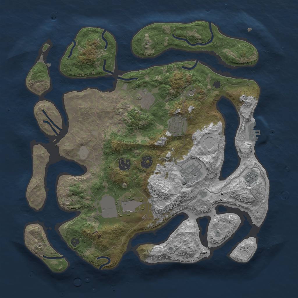 Rust Map: Procedural Map, Size: 3550, Seed: 507717, 13 Monuments