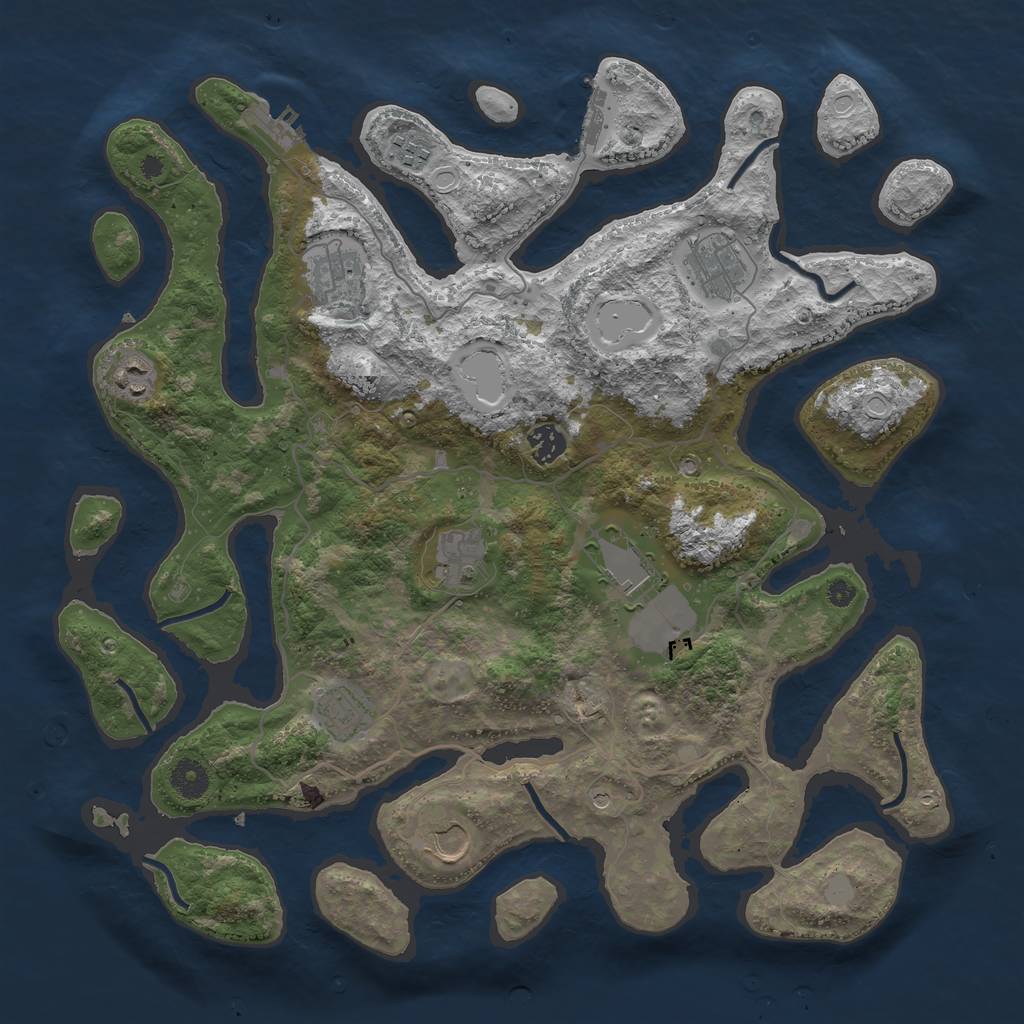 Rust Map: Procedural Map, Size: 4000, Seed: 884306, 17 Monuments