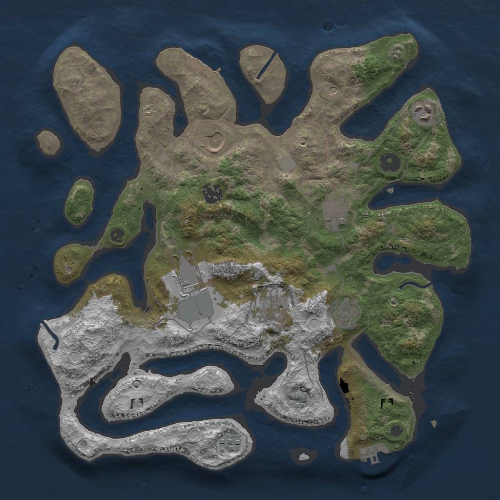 Rust Map: Procedural Map, Size: 3700, Seed: 425801927, 16 Monuments