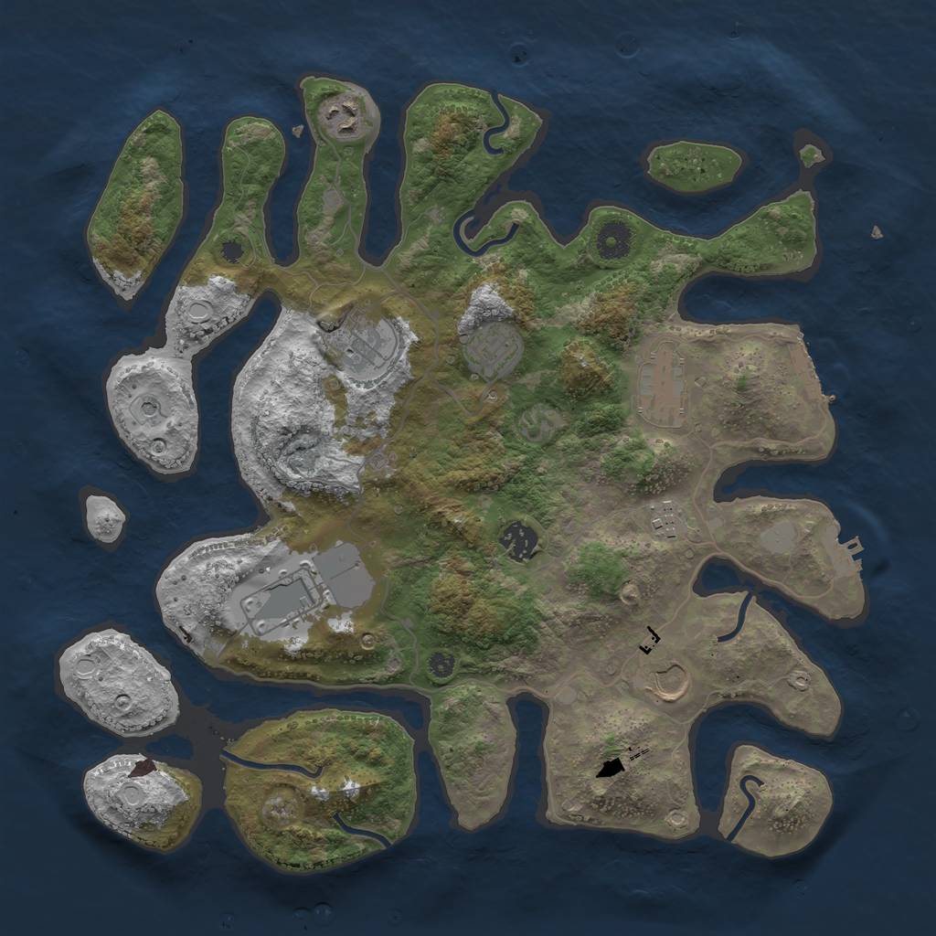 Rust Map: Procedural Map, Size: 3800, Seed: 12345, 16 Monuments