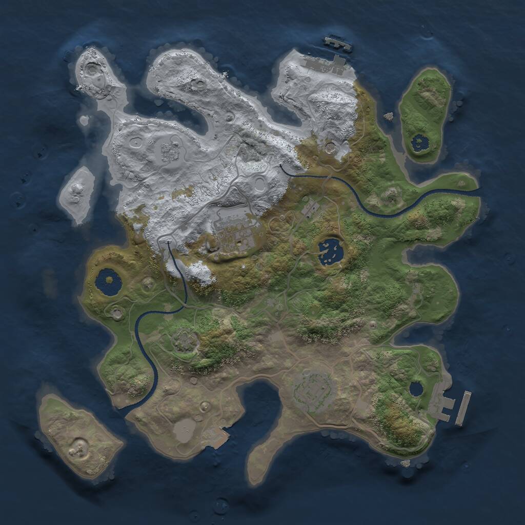 Rust Map: Procedural Map, Size: 3000, Seed: 40033444, 9 Monuments