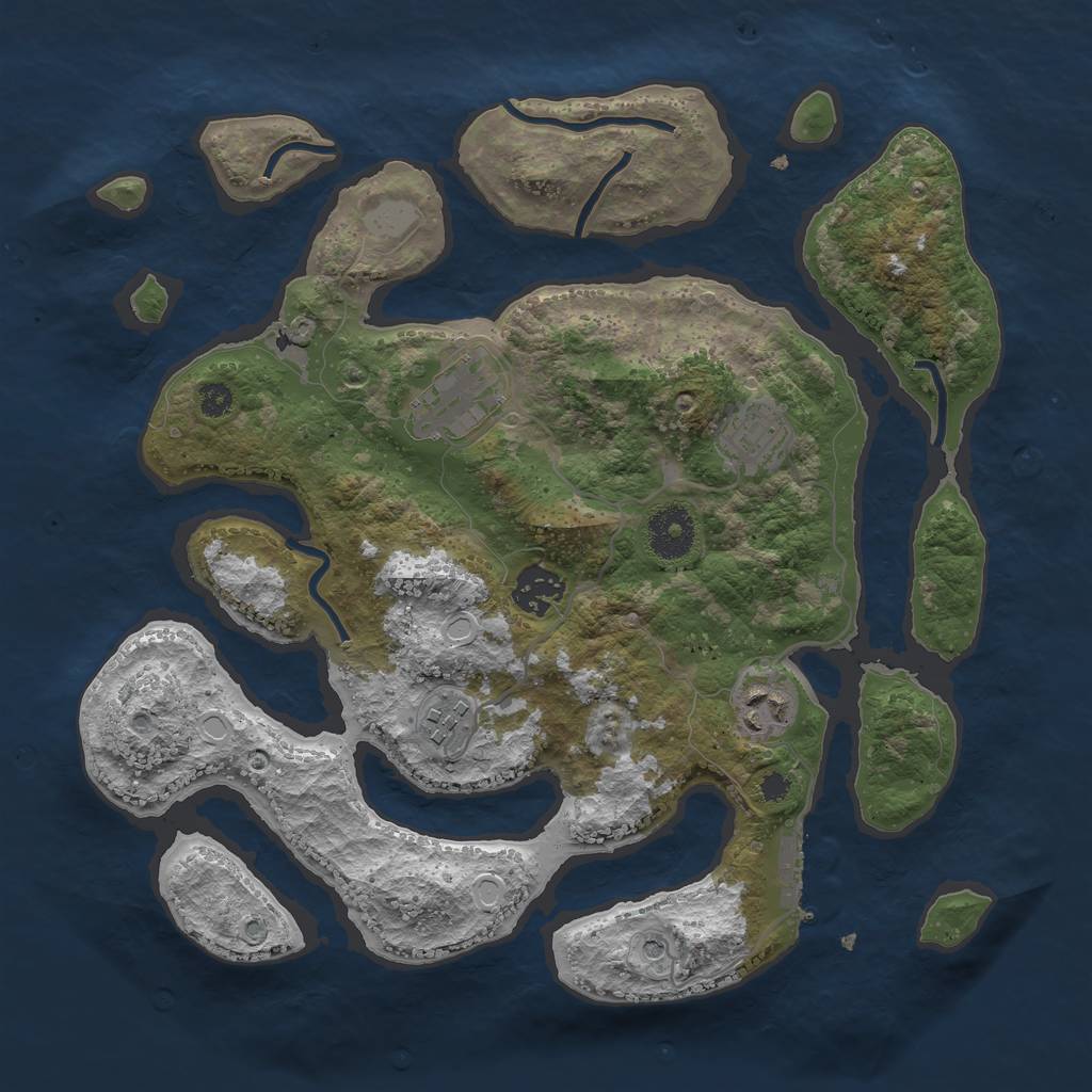 Rust Map: Procedural Map, Size: 3300, Seed: 11132943, 12 Monuments