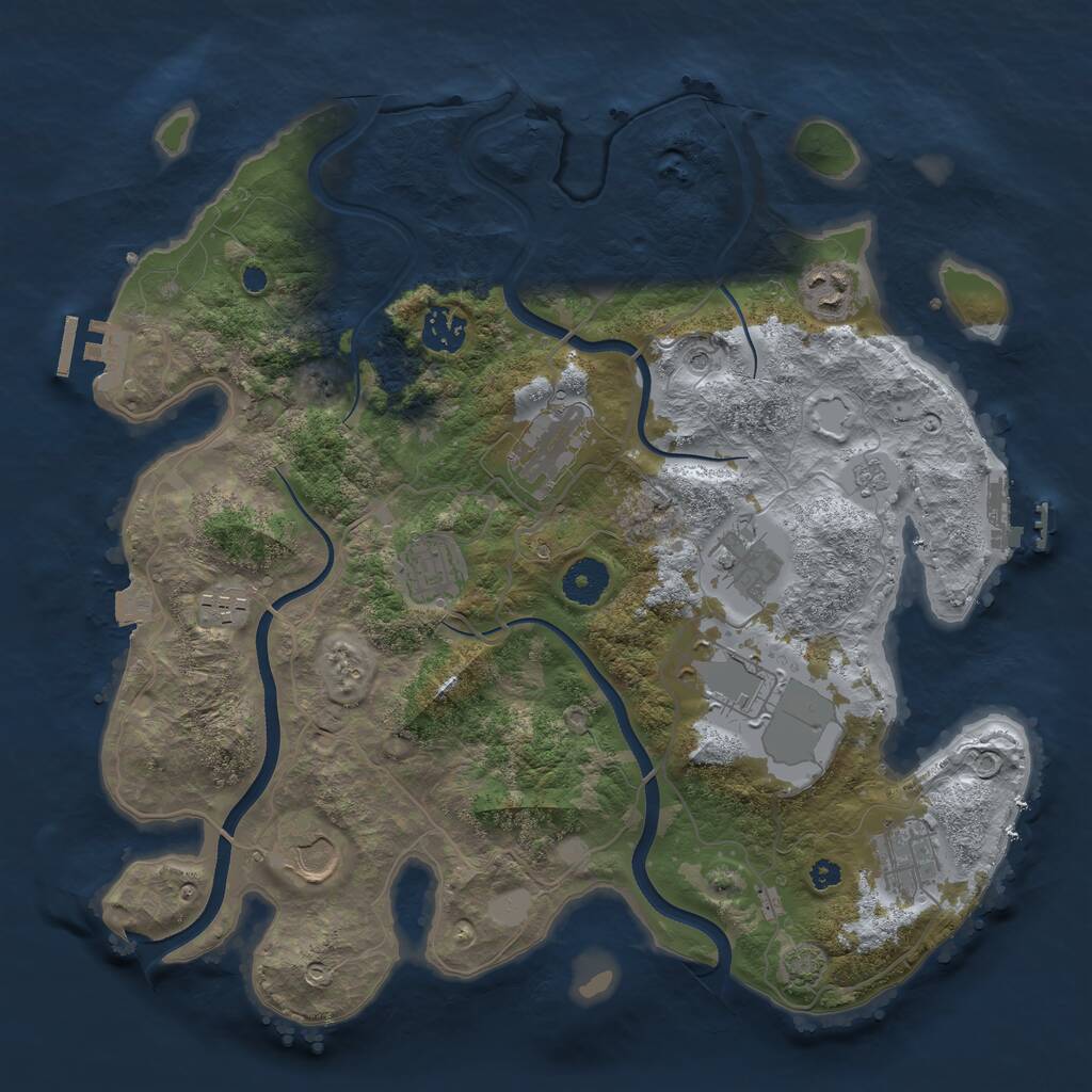 Rust Map: Procedural Map, Size: 3600, Seed: 88763309, 15 Monuments