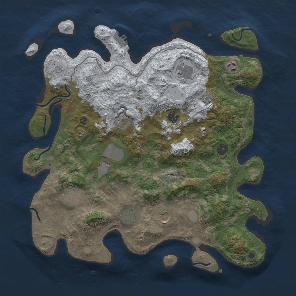 Rust Map: Procedural Map, Size: 4000, Seed: 106270, 17 Monuments