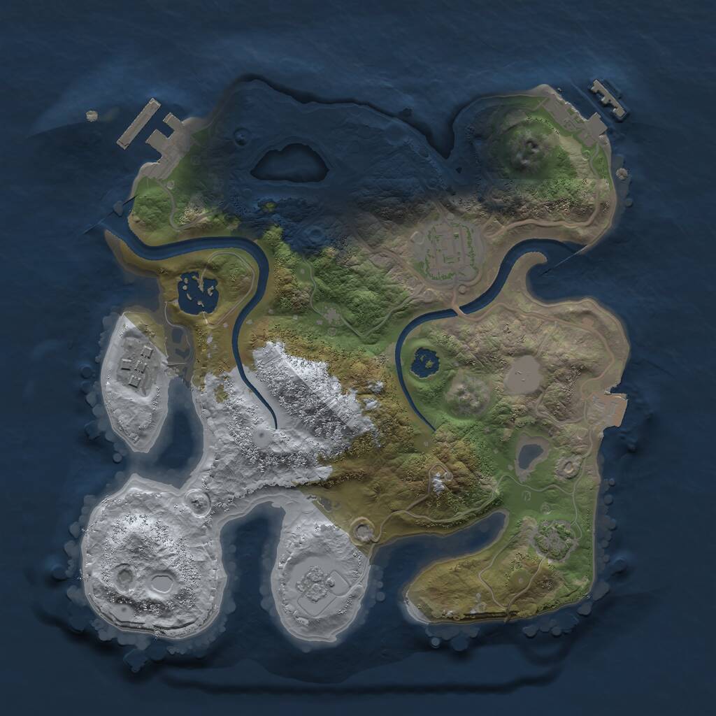 Rust Map: Procedural Map, Size: 2500, Seed: 1648445, 8 Monuments