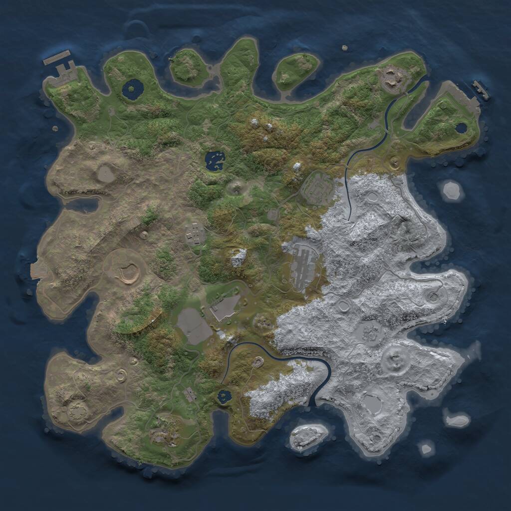Rust Map: Procedural Map, Size: 3700, Seed: 1969196508, 14 Monuments