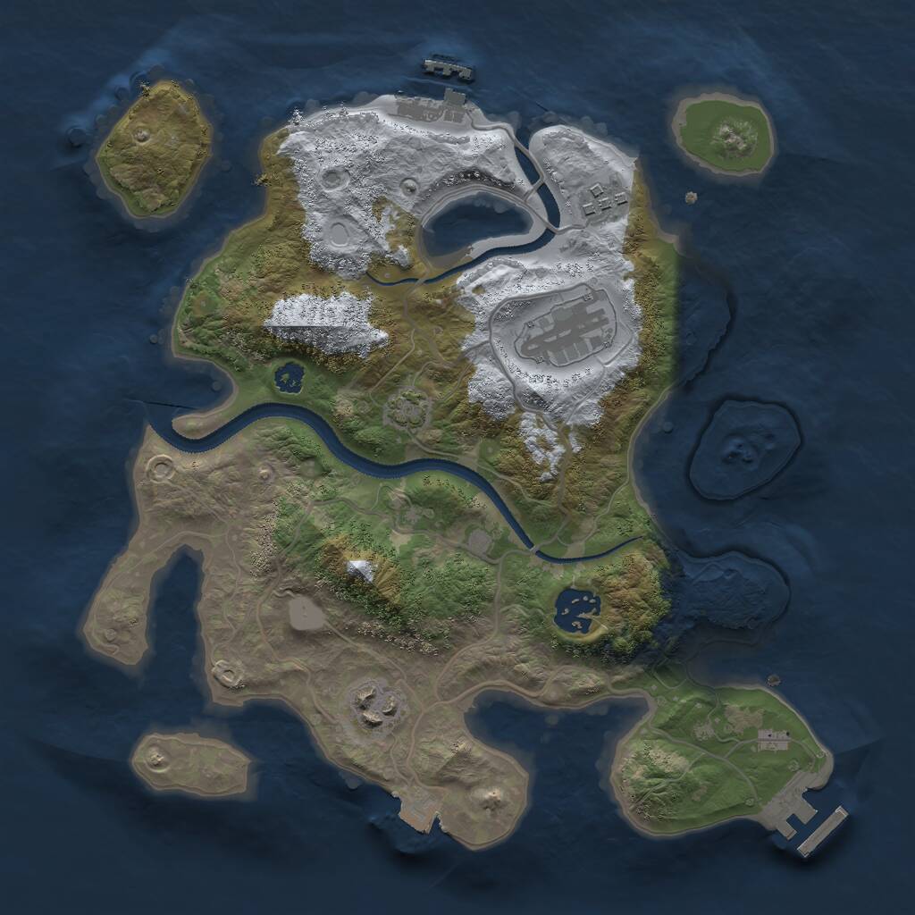 Rust Map: Procedural Map, Size: 3000, Seed: 168245, 8 Monuments