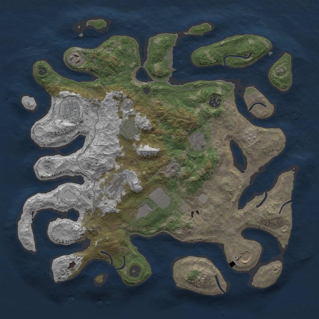 Rust Map: Procedural Map, Size: 4000, Seed: 81797617, 16 Monuments