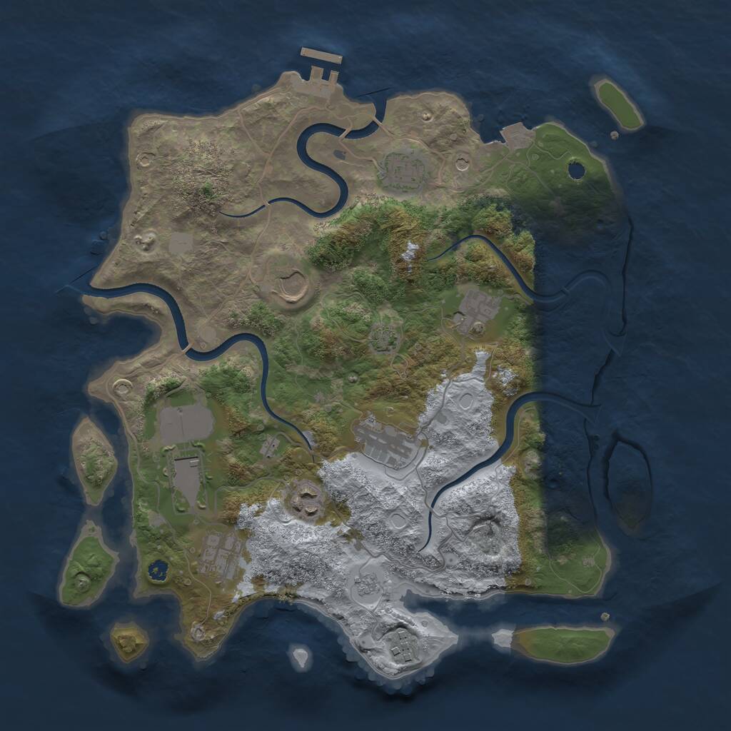 Rust Map: Procedural Map, Size: 3550, Seed: 518271, 13 Monuments