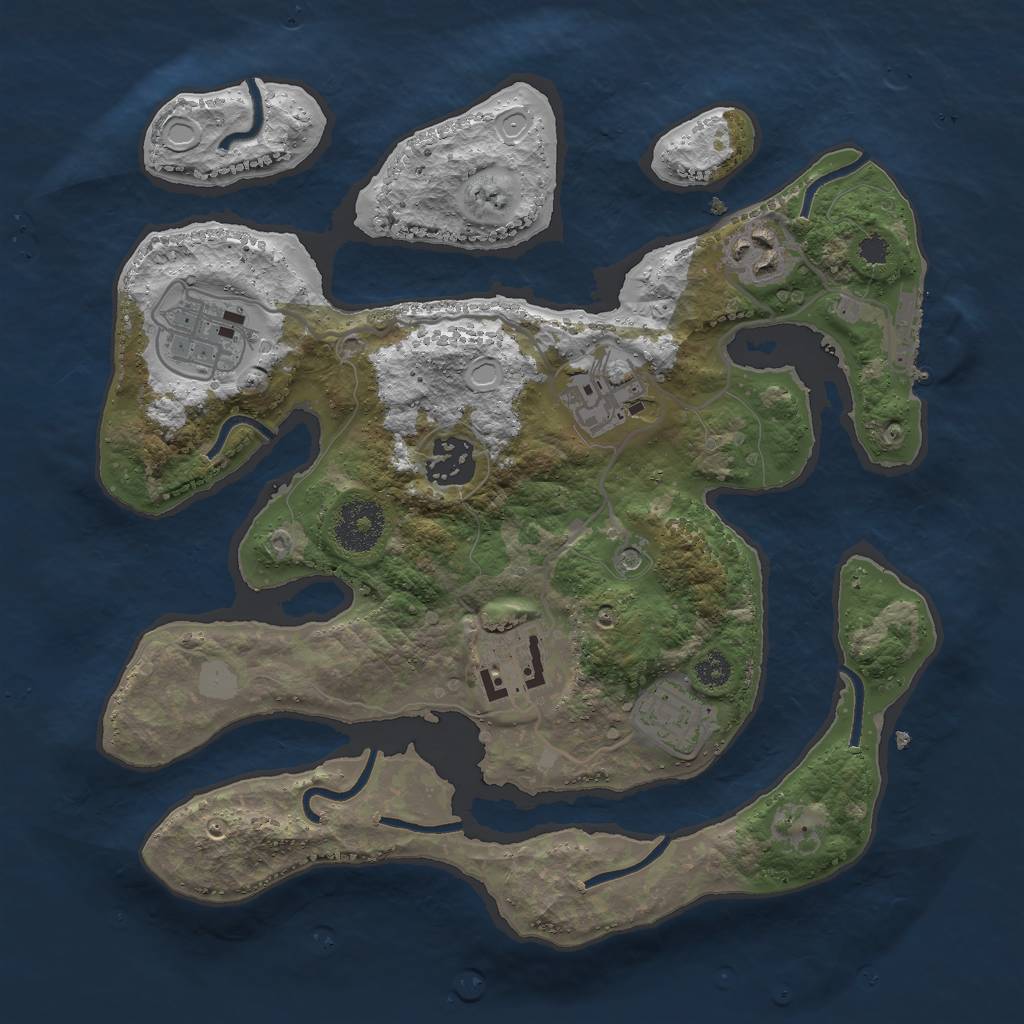 Rust Map: Procedural Map, Size: 3000, Seed: 662781, 13 Monuments