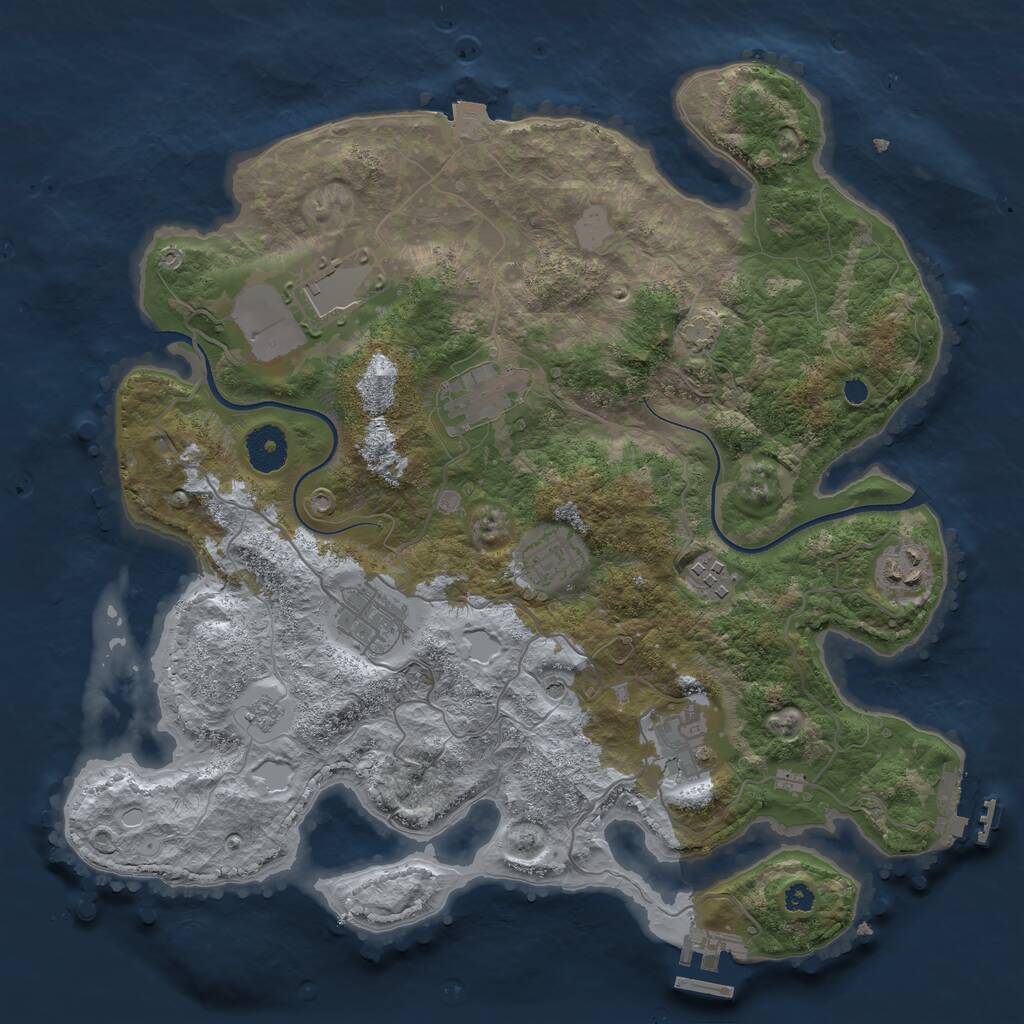 Rust Map: Procedural Map, Size: 3500, Seed: 278966, 13 Monuments