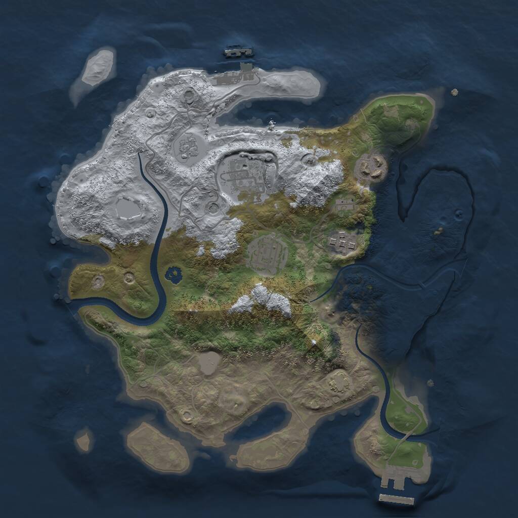 Rust Map: Procedural Map, Size: 3000, Seed: 295727, 10 Monuments