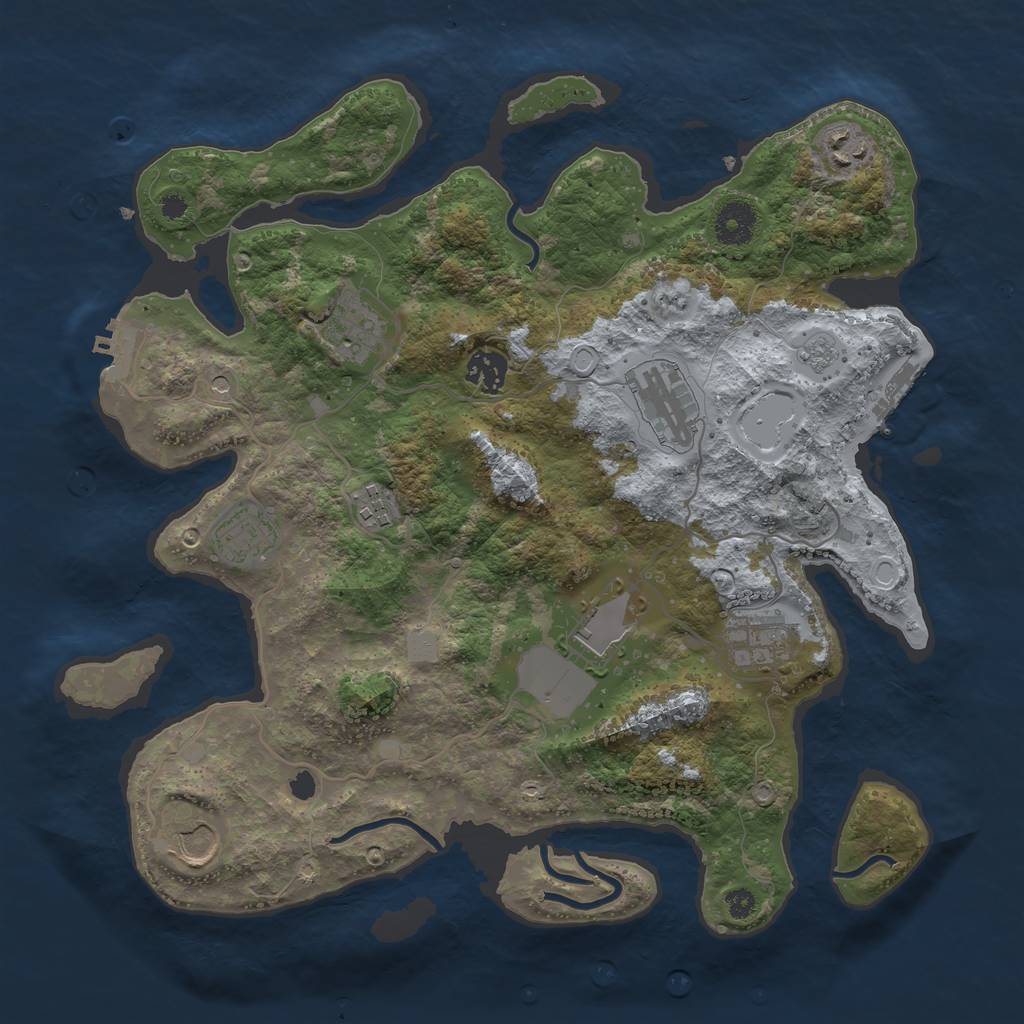 Rust Map: Procedural Map, Size: 3600, Seed: 1337, 18 Monuments