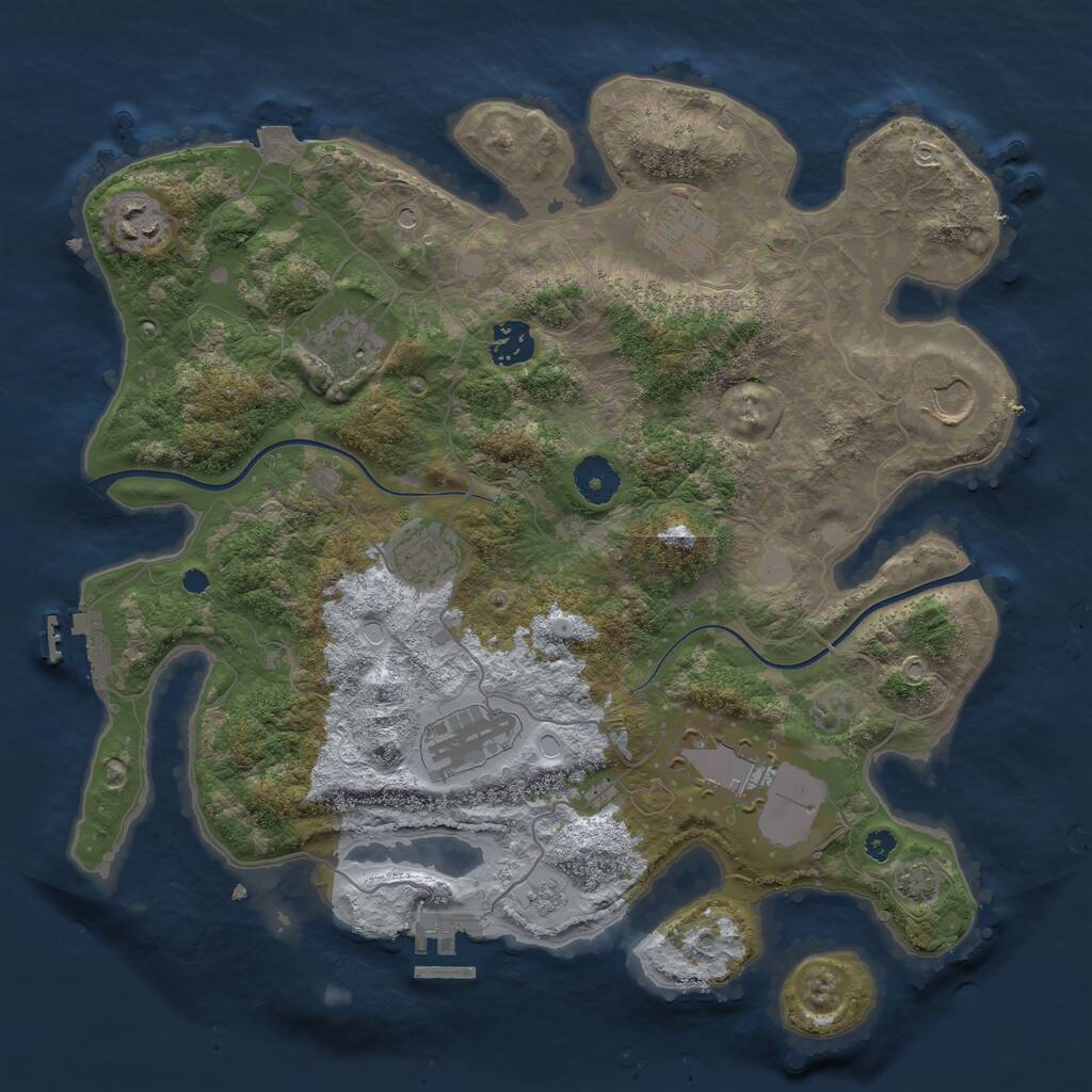 Rust Map: Procedural Map, Size: 3600, Seed: 21306, 14 Monuments