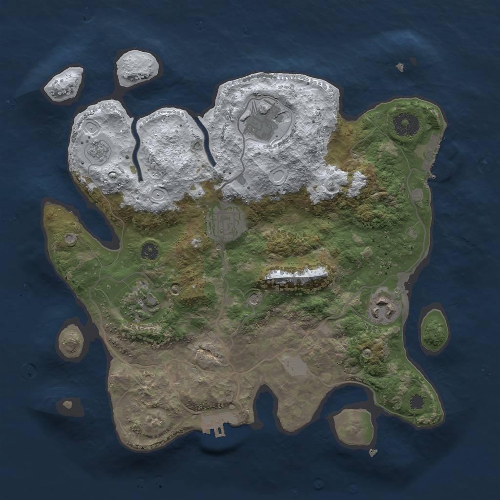 Rust Map: Procedural Map, Size: 3000, Seed: 830853, 13 Monuments