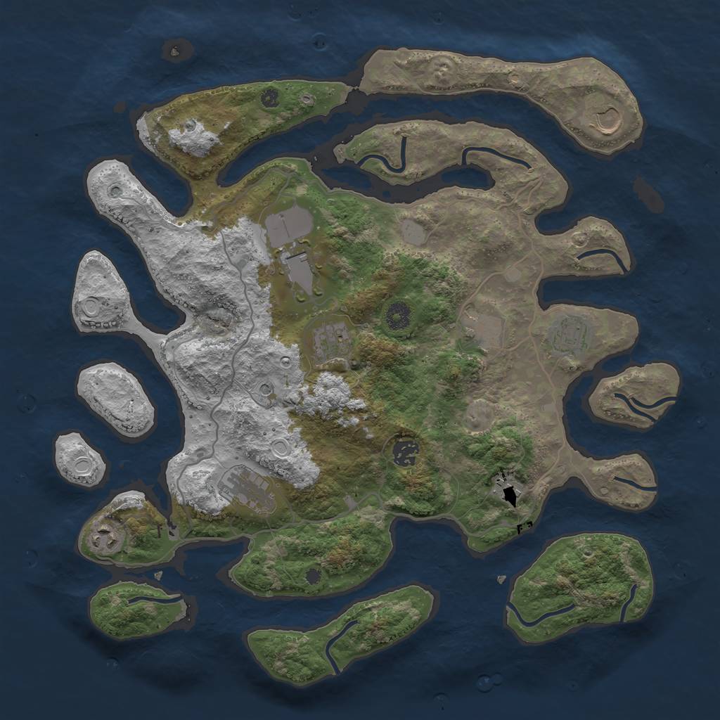Rust Map: Procedural Map, Size: 4000, Seed: 145285, 15 Monuments