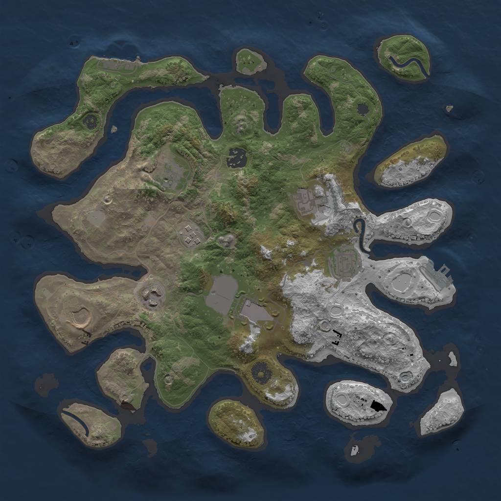 Rust Map: Procedural Map, Size: 3550, Seed: 123488, 15 Monuments