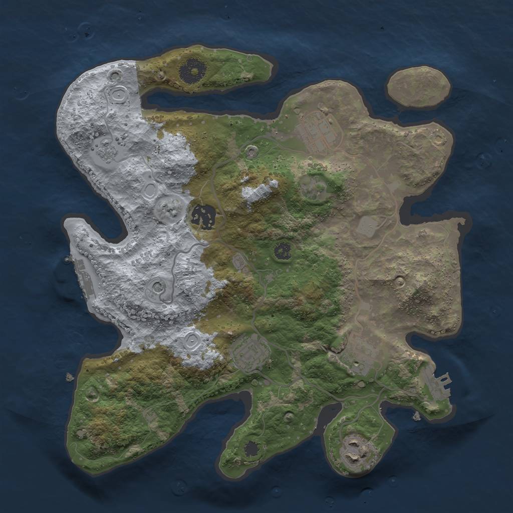 Rust Map: Procedural Map, Size: 3000, Seed: 353051, 12 Monuments