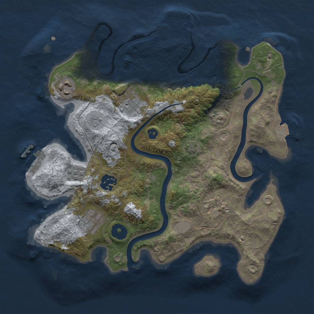 Rust Map: Procedural Map, Size: 3000, Seed: 921293, 12 Monuments