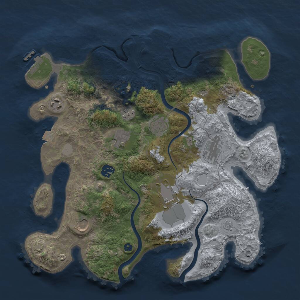Rust Map: Procedural Map, Size: 3550, Seed: 747892, 14 Monuments