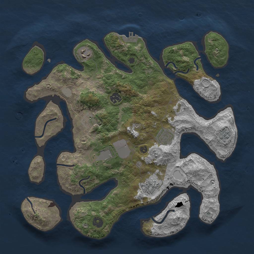 Rust Map: Procedural Map, Size: 3550, Seed: 747892, 14 Monuments