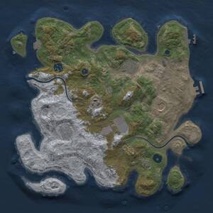 Thumbnail Rust Map: Procedural Map, Size: 3500, Seed: 6969, 14 Monuments