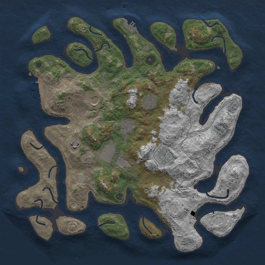 Rust Map: Procedural Map, Size: 4000, Seed: 3684, 15 Monuments